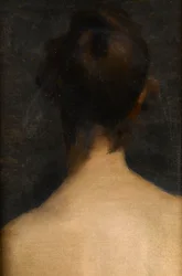 Nuoren naisen takakuva, pää ja hartiat, n. 1885